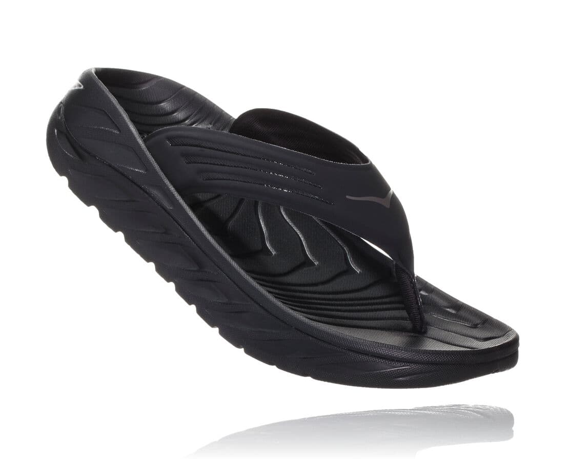 Hoka One One Ora Recovery Flip South Africa - Mens Recovery Sandals - Black / Dark Grey,BRWYM-7293